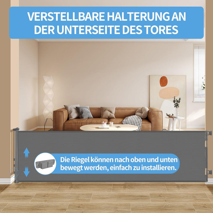 Retraktierbares Sicherheitsgitter für Babys & Haustiere – Extra Breit & Hoch, 0-300CM Türschutzgitte