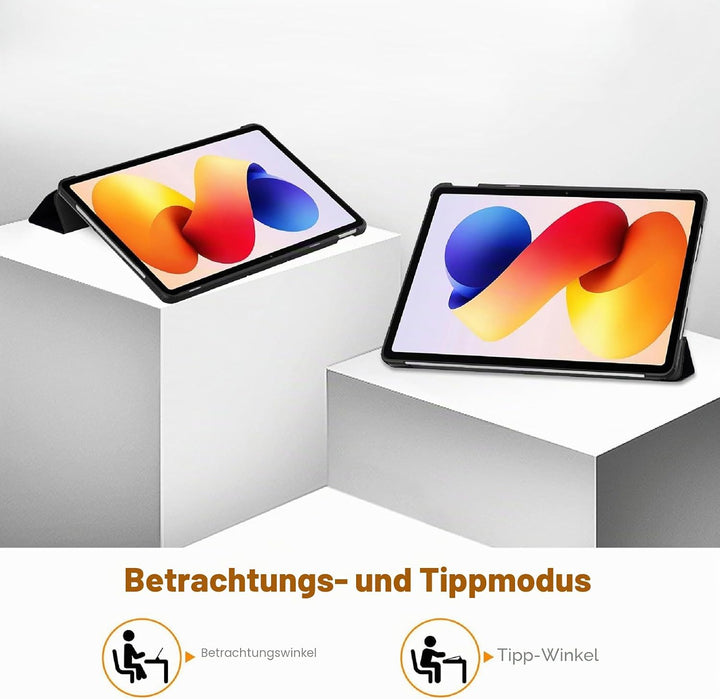 GIOPUEY Hülle Kompatibel mit Xiaomi Redmi Pad 2 Pro 12.1 2025, Flip Case [Bracket-Funktion] 360° Sch