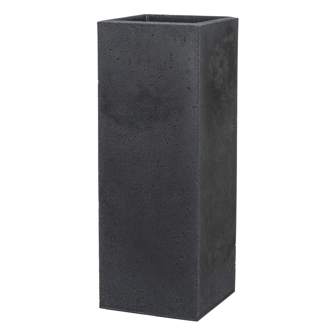 Scheurich C-Cube High, Hochgefäss aus Kunststoff, Stony Black, 26 cm lang, 26 cm breit, 70 cm hoch,