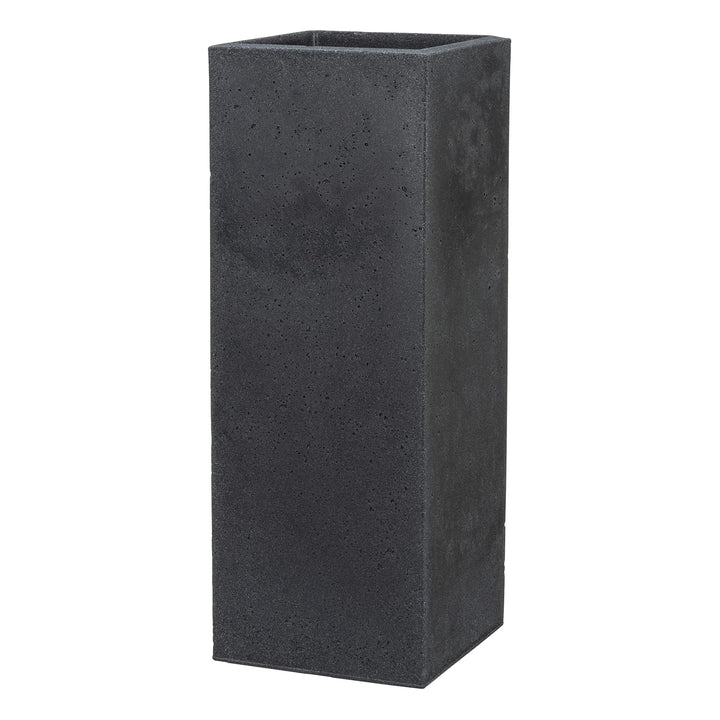 Scheurich C-Cube High, Hochgefäss aus Kunststoff, Stony Black, 26 cm lang, 26 cm breit, 70 cm hoch,