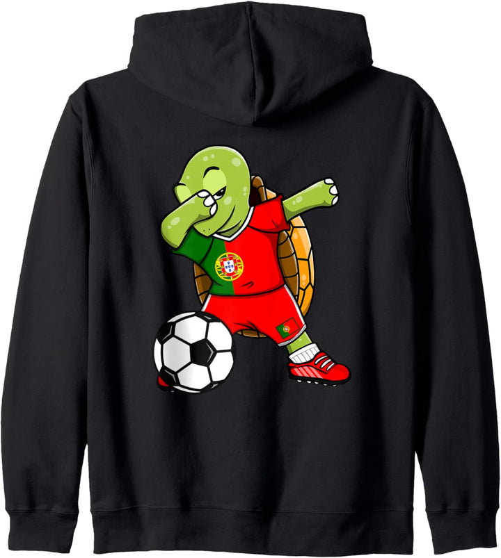Dabbing Schildkröte Portugal Fussball Portugiesische Flagge Kapuzenjacke