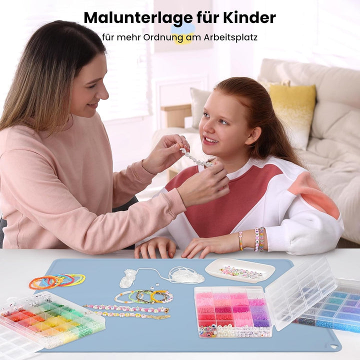 GEEKHOM 2 Stück Malunterlage für Kinder 60x40cm - A2 Silikon Bastelunterlage Gross Silikonmatte für