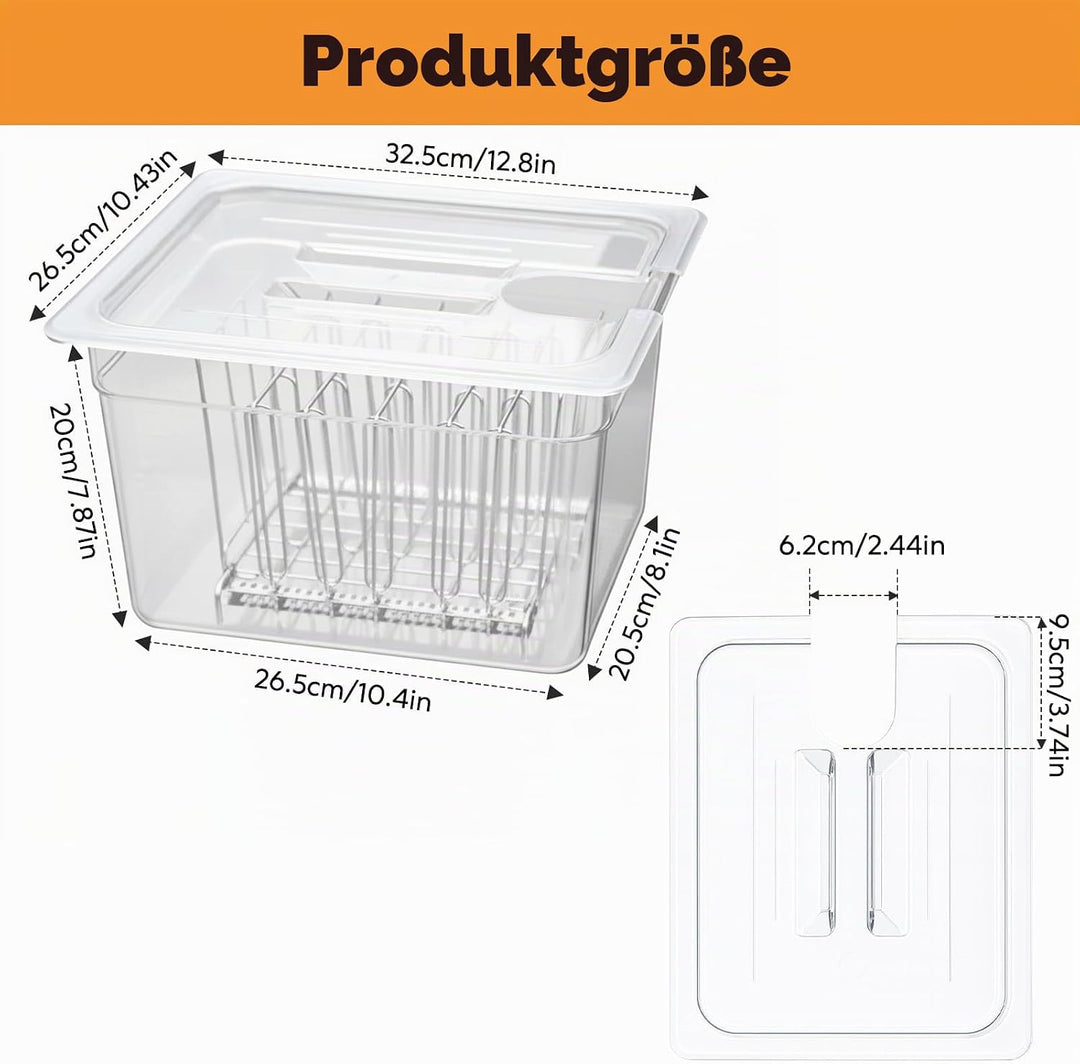 Sous Vide Behälter 11L Mit Deckel und Edelstahl Halterung für Sous Vide Stick Garer Mehrere Marken M