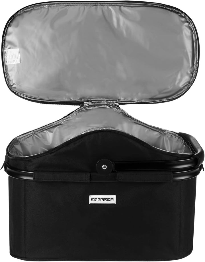 anndora Einkaufskorb 25 Liter ISO Picknick Kühlkorb - schwarz Iso: Schwarz