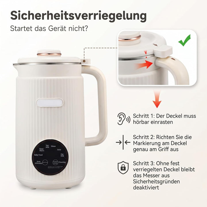 Irishom Nussmilchmaschine, Automatische Mandelmilchmaschine für selbstgemachte Pflanzenmilch, Hafer,