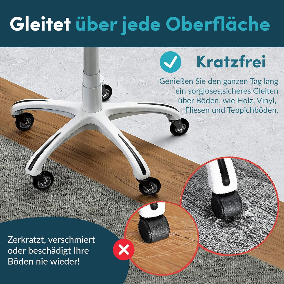 Bürostuhl Rollen 5er Set, Bürostuhl-Räder Ersatzrollen für Teppich- und Parkettböden, Strapazierfähi