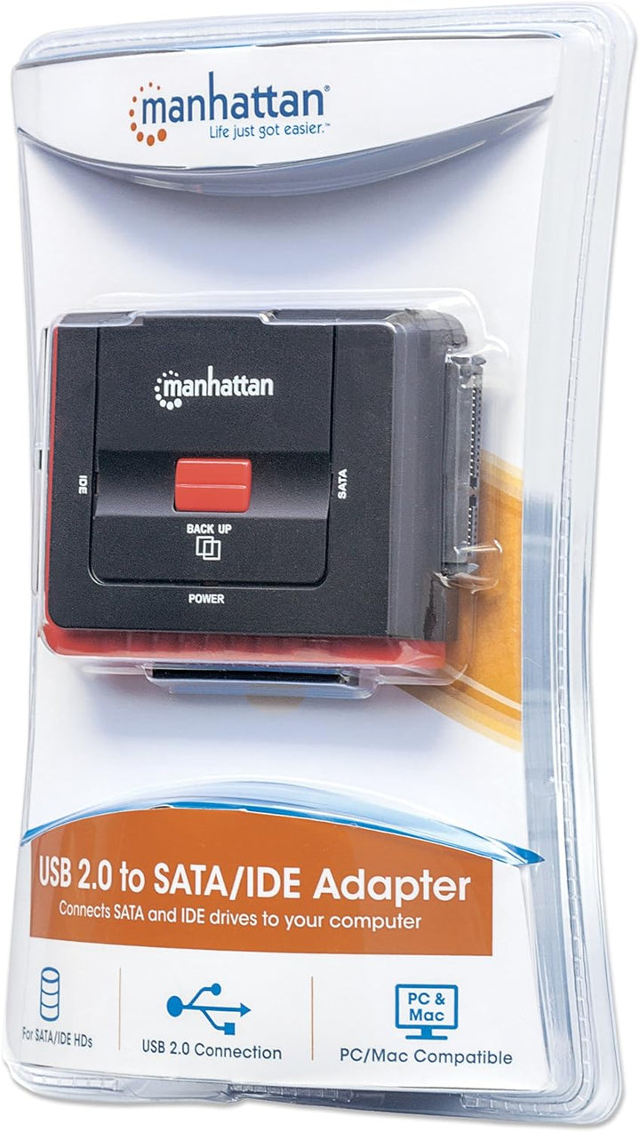 Manhattan USB 2.0 auf SATA/IDE Adapter 3-in-1 Adapter mit one-Touch-BackuP, USB 2.0 auf SATA/IDE Ada