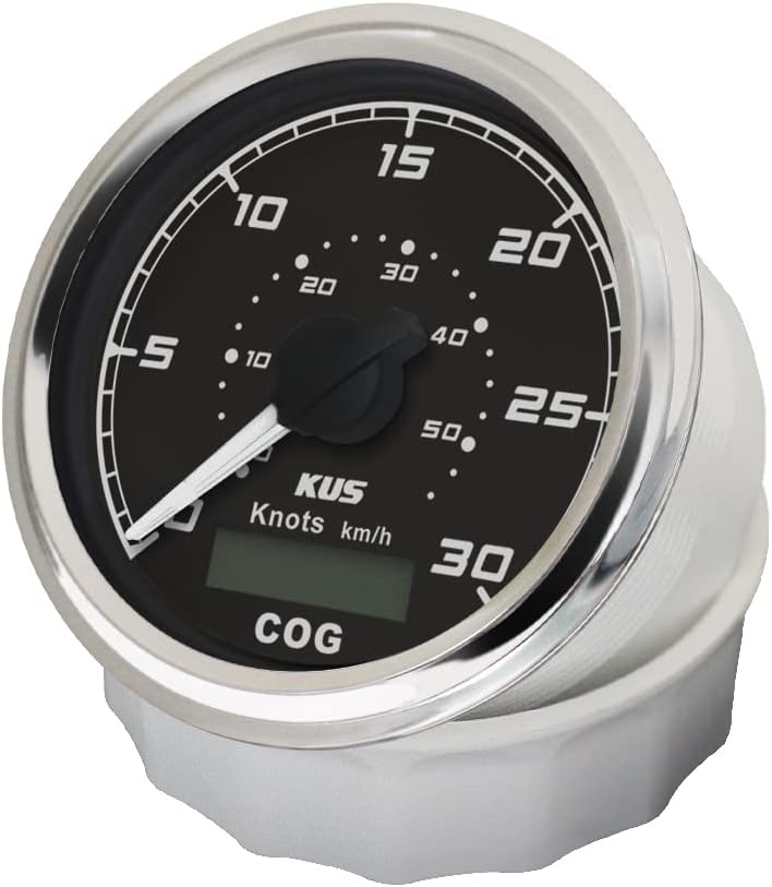 KUS GPS Tacho Kilometerzähler 30Knots Für Boot Yachten 85mm 12V/24V (Schwarz), Schwarz