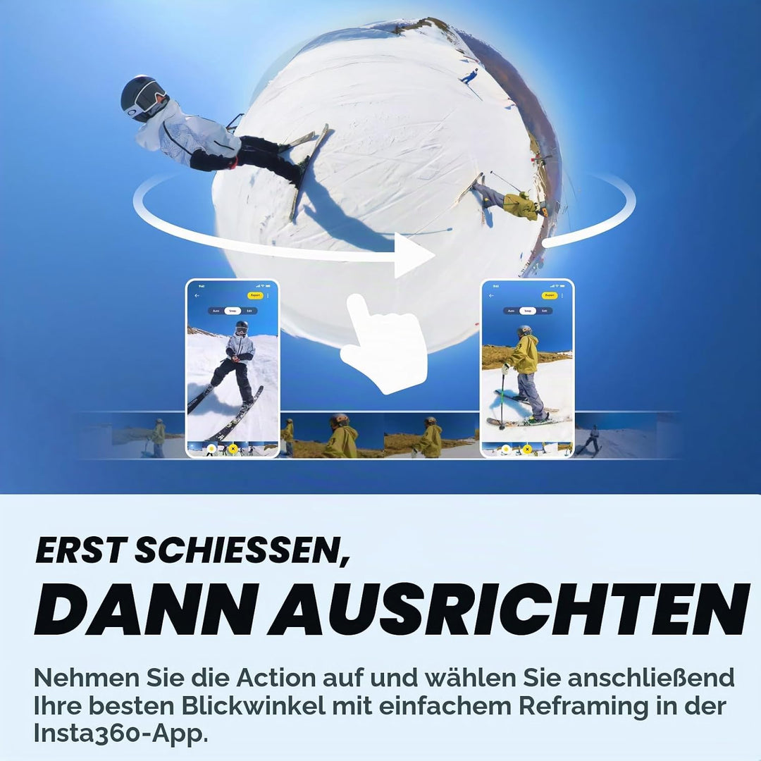 Insta360 X3 Schnee-Kit - wasserdichte 360°-Actionkamera mit 1/2"-Sensor, 5,7K 360°, 72MP 360°-Fotos,