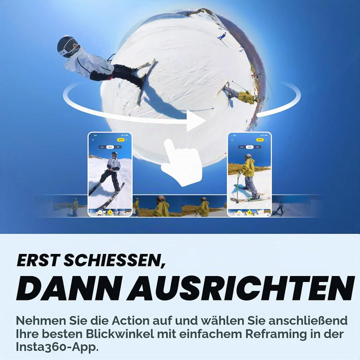 Insta360 X3 Schnee-Kit - wasserdichte 360°-Actionkamera mit 1/2"-Sensor, 5,7K 360°, 72MP 360°-Fotos,