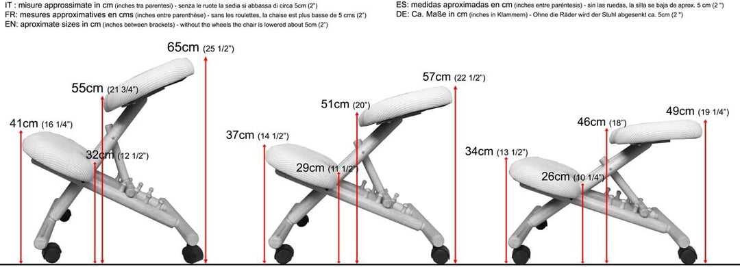 cinius Ergonomischer Stuhl Orthopädischer Kniestuhl Computerstuhl Kniehocker Stoff Natural/Rot Farbe
