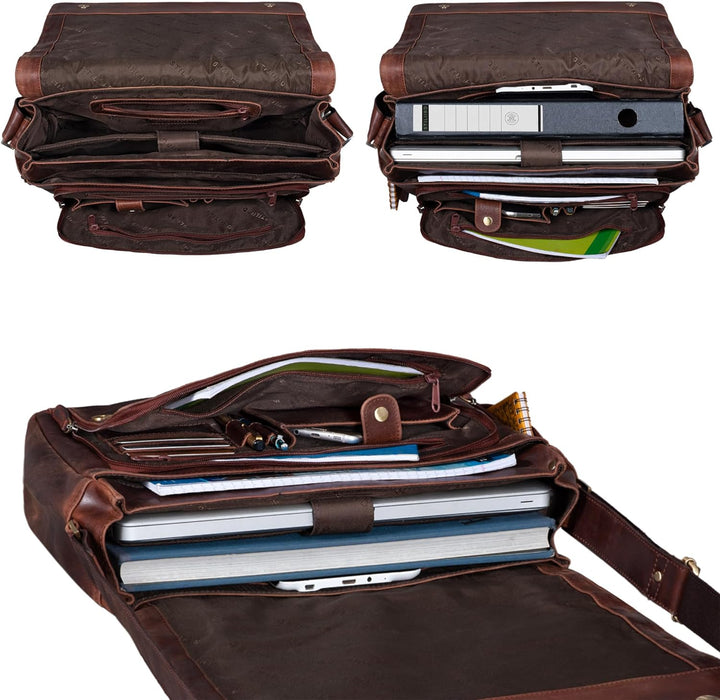 STILORD 'Jan' 15,6 Zoll Laptoptasche Leder Herren Damen Umhängetasche Unitasche Aktentasche Freizeit