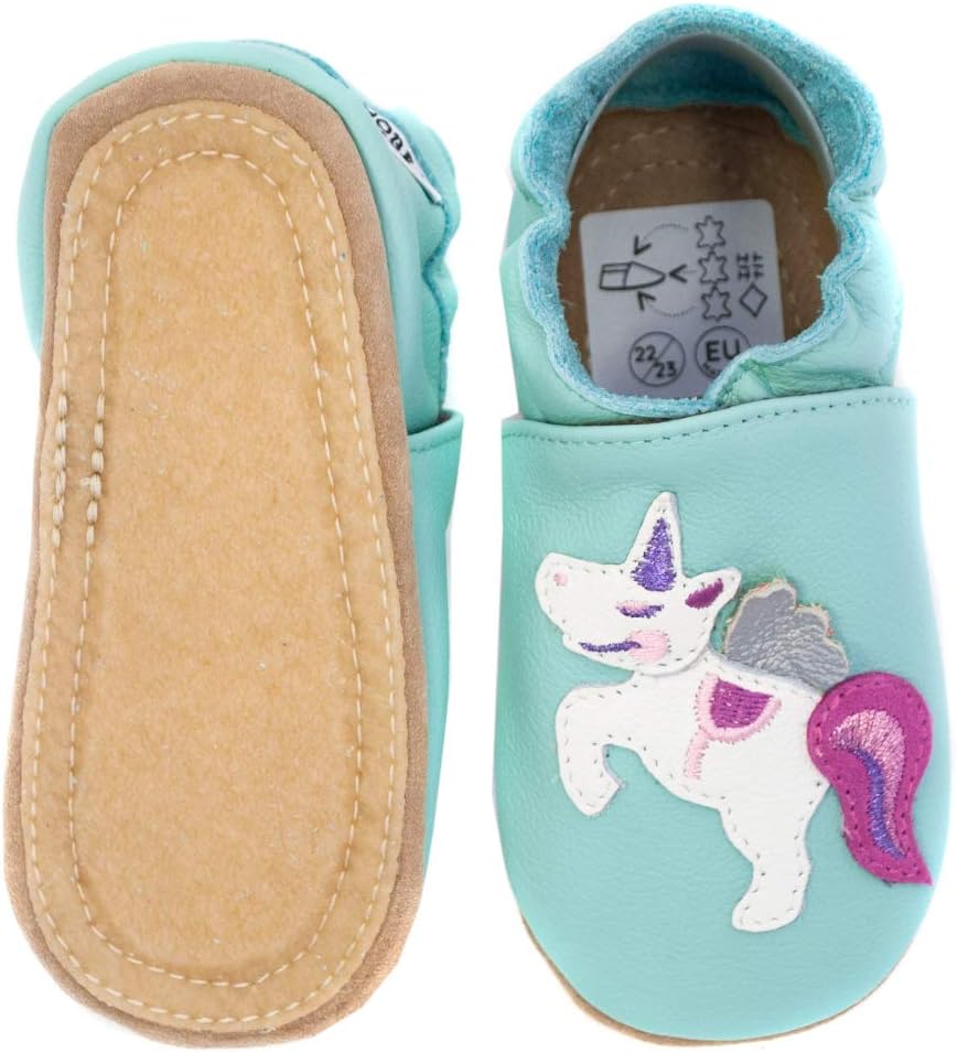 HOBEA-Germany Kitaschuhe Safestep, Kinderhausschuhe, Lederschuhe 20/21 EU Einhorn Mint, 20/21 EU Ein