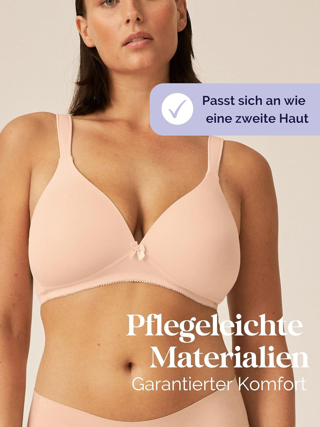 Naturana® BH Damen ohne Bügel [Cup A-D] I 100% Gepolsterte Träger I BH ohne Bügel mit nahtlosen Cups