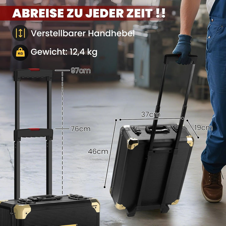 WALTER STAHL Werkzeugkoffer gefüllt 599 tlg | Werkzeugkasten | Aluminiumkoffer | Werkzeug Set | für