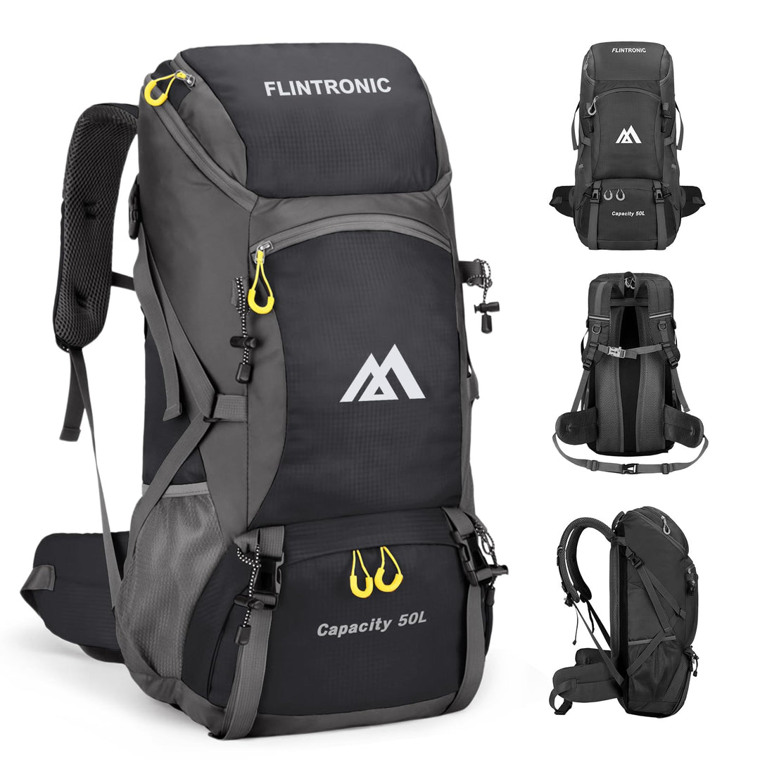 flintronic Wanderrucksack Herren Damen 50L, Outdoor Rucksack Trekkingrucksack, Leichter Wasserdichte