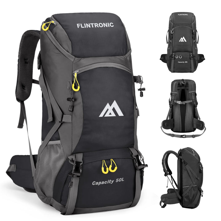 flintronic Wanderrucksack Herren Damen 50L, Outdoor Rucksack Trekkingrucksack, Leichter Wasserdichte