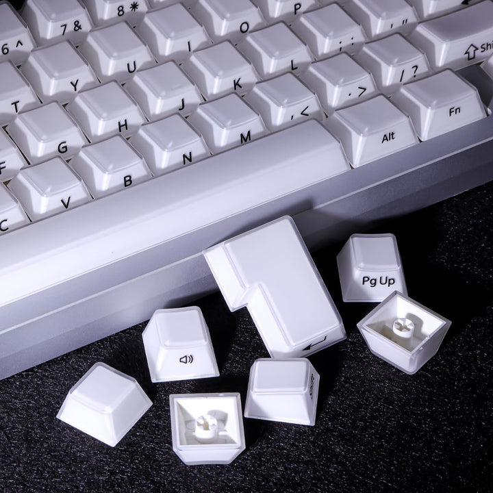 JakeTsai Velvet Crystal Jelly White Keycaps, 126 Keys Double Shot PC Keycaps Dye-Sub Cherry Profile