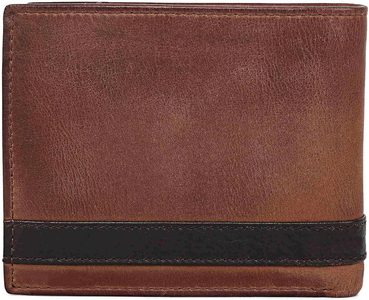 Fossil Herren Leder Bifold Geldbörse mit Münzfach für Männer Quinn Brown, Quinn Brown
