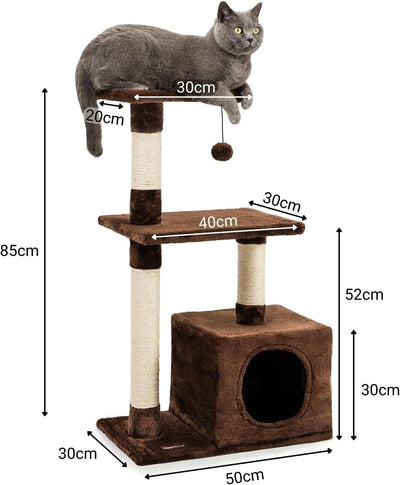 lionto Kratzbaum Kletterbaum Katzenkratzbaum Katzenbaum Höhe 85 cm, braun, Braun