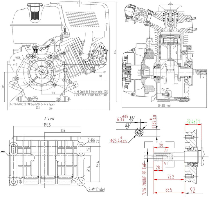 LIFAN 177 Benzinmotor 6,6kW (9PS) 4-Takt 25,4mm luftgekühlt 1 Zylinder Handstarter