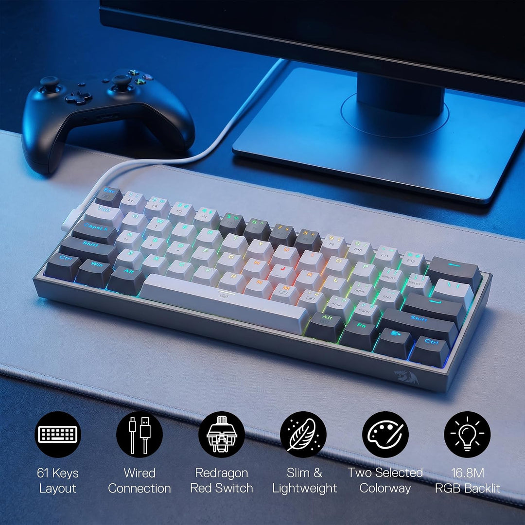 Redragon CB201 Gaming-Tastaturen &amp; -Mäuse Combos Kabel K617 M612 Weiss | kabelgebundenes Gaming Set