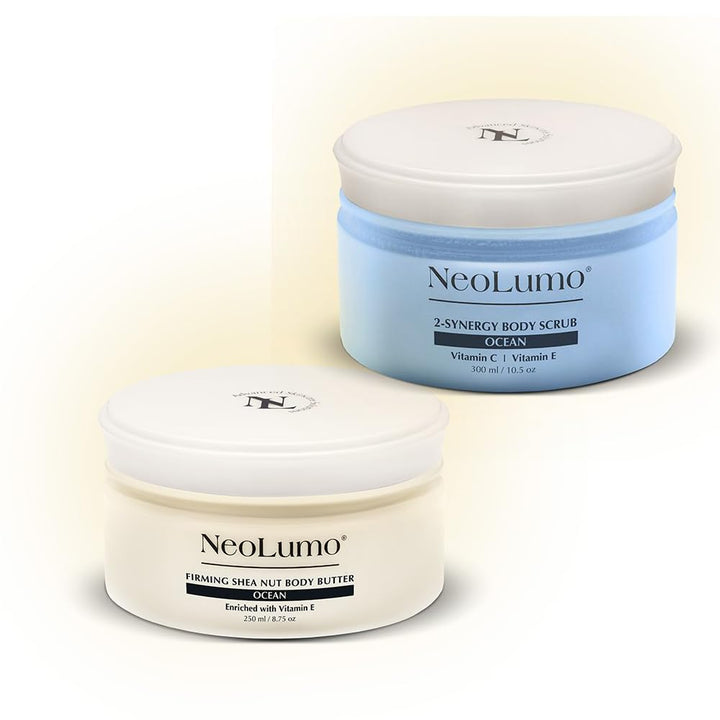 Luxuriöses Pflege-Set Straffende Shea-Nuss Body butter und Body Scrub Ocean – Neolumo (ehemals ObeyY