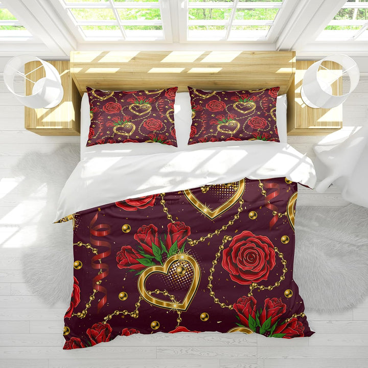 Hoimlm Rot Rose Bettwäsche,Erwachsene Kinder Bettbezug,3D Microfaser Bettwäsche mit kopfkissenbezüge