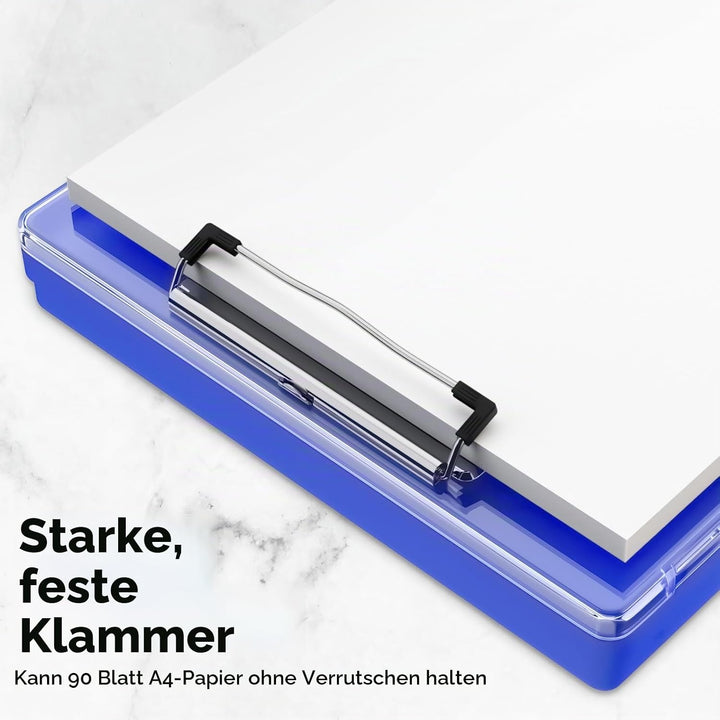 Piasoenc Klemmbrett mit Aufbewahrung, Klemmbretter mit 2 Aufbewahrungsboxen und A4-Papierordner, kla