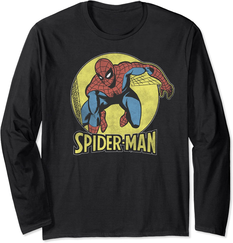 Marvel Spider-Man Classic Comic Themed Circle Portrait Langarmshirt