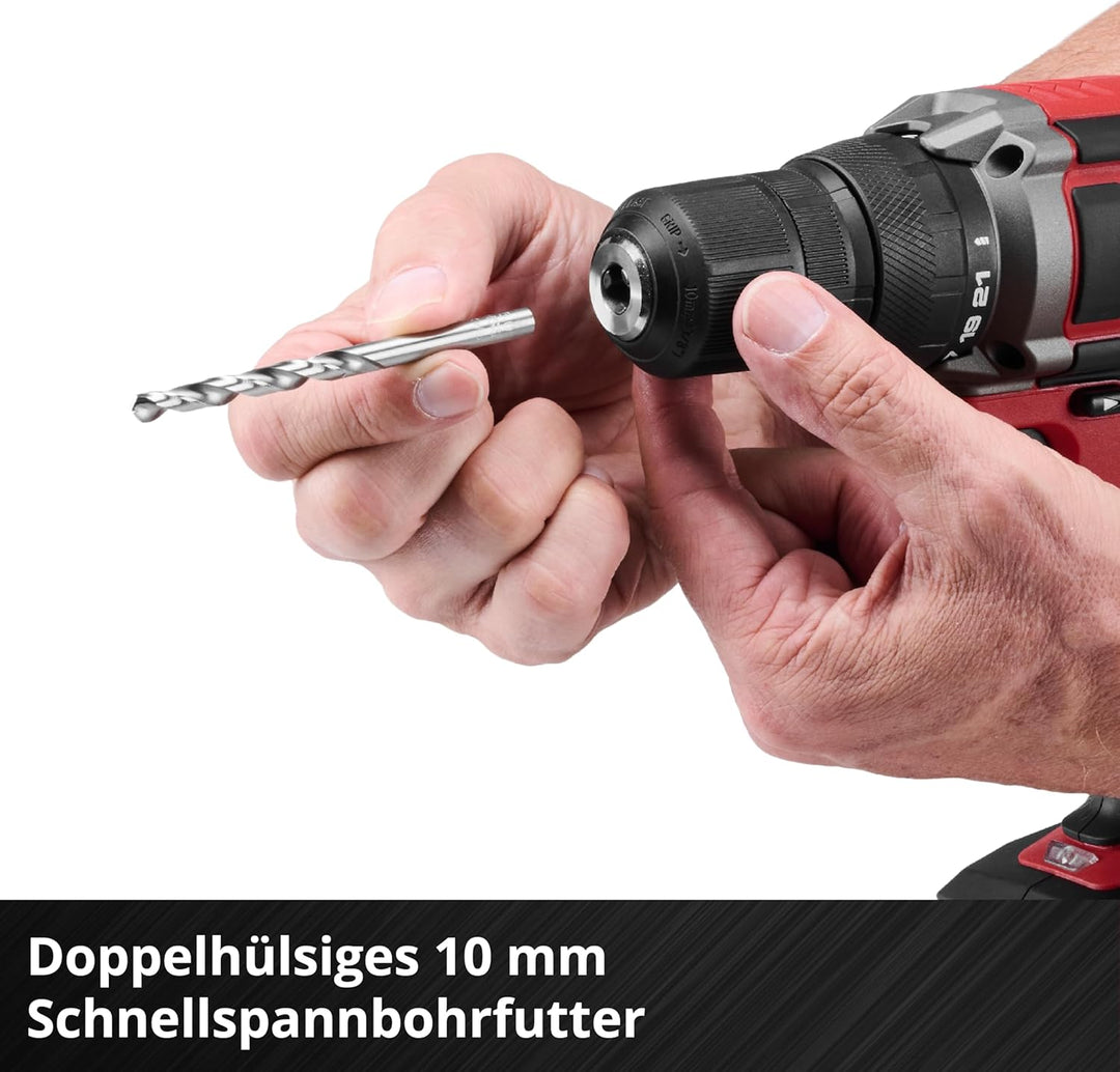 Einhell Akku-Bohrschrauber TC-CD 18/38 Li - Solo Power X-Change (18 V, 38 Nm, 10 mm Schnellspannbohr