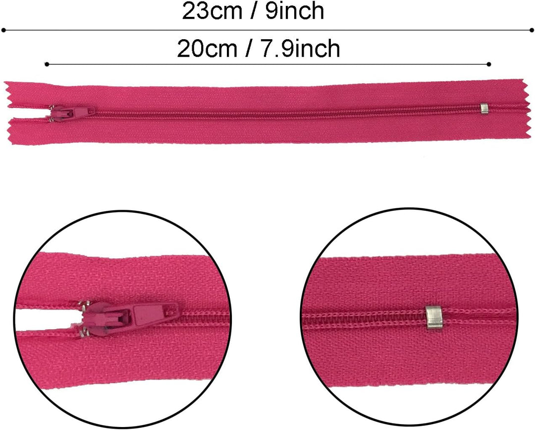 DOITEM Reissverschluss, 24 Farben Nylon Reissverschlüsse, 20cm lang, 2.5cm breit für Kleidung Tasche