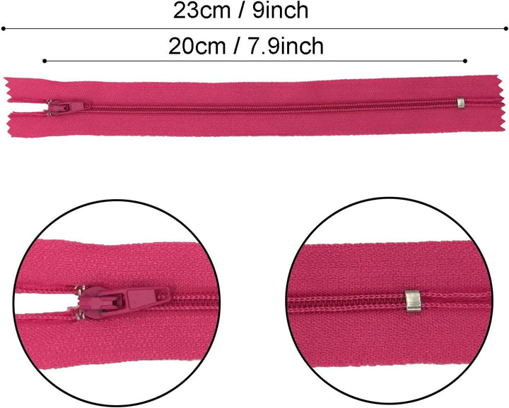 DOITEM Reissverschluss, 24 Farben Nylon Reissverschlüsse, 20cm lang, 2.5cm breit für Kleidung Tasche