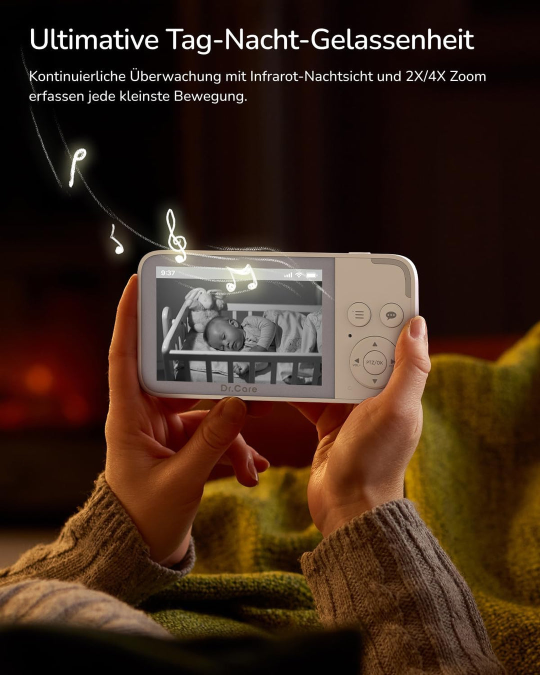 Dr. Care NeoView Video-Babyphone – 3,5” Bildschirm, 2-Wege-Audio, Video-Schleifenaufnahme, Nachtsich