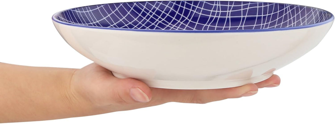 vancasso, Takaki 12 teilig Porzellan Suppenteller, Rund Tiefteller Set, Ø 21,5 cm, 700ML Blau 12-tei