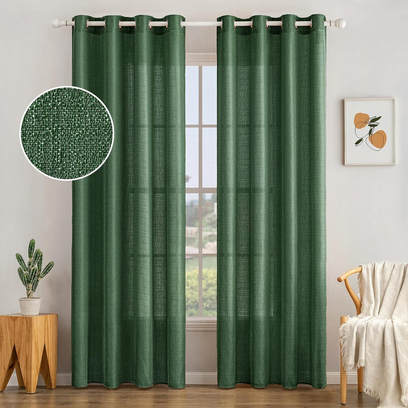 MIULEE 2er Set Voile Vorhang Sheer Leinenvorhang mit Ösen Transparente Unregelmässige Textur Gardine