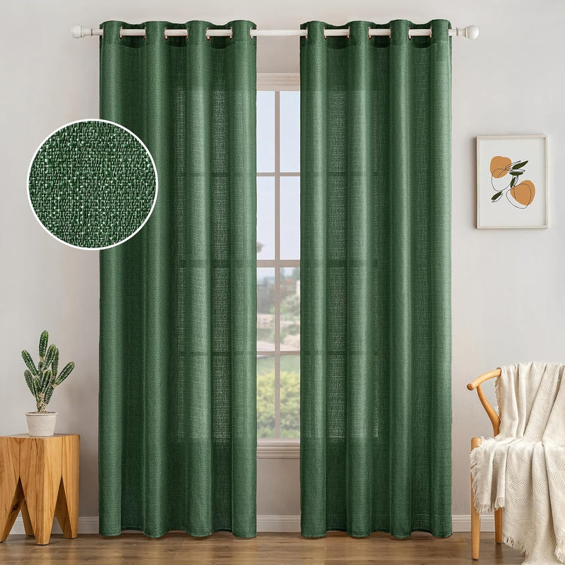 MIULEE 2er Set Voile Vorhang Sheer Leinenvorhang mit Ösen Transparente Unregelmässige Textur Lichtdu