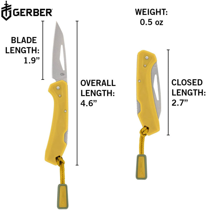 Gerber Taschenmesser mit Zugband, LST Mini, 440A Wharncliffe-Edelstahlklinge, Griffschalen aus glasf