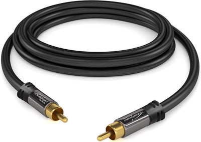 KabelDirekt - Cinch Subwoofer Kabel - 5m & Optisches Kabel/Toslink Kabel - 5m - (optisches Digitalka