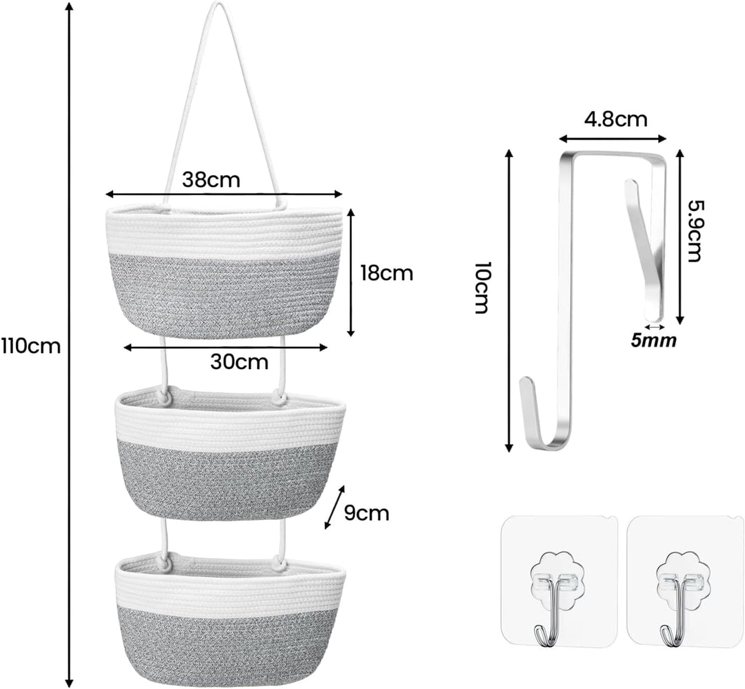 Hängender Organizer, Hängeorganizer Mit Haken, Wand Hängen Tasche Zum3-Tier, Hängeregal Stoff Wand a