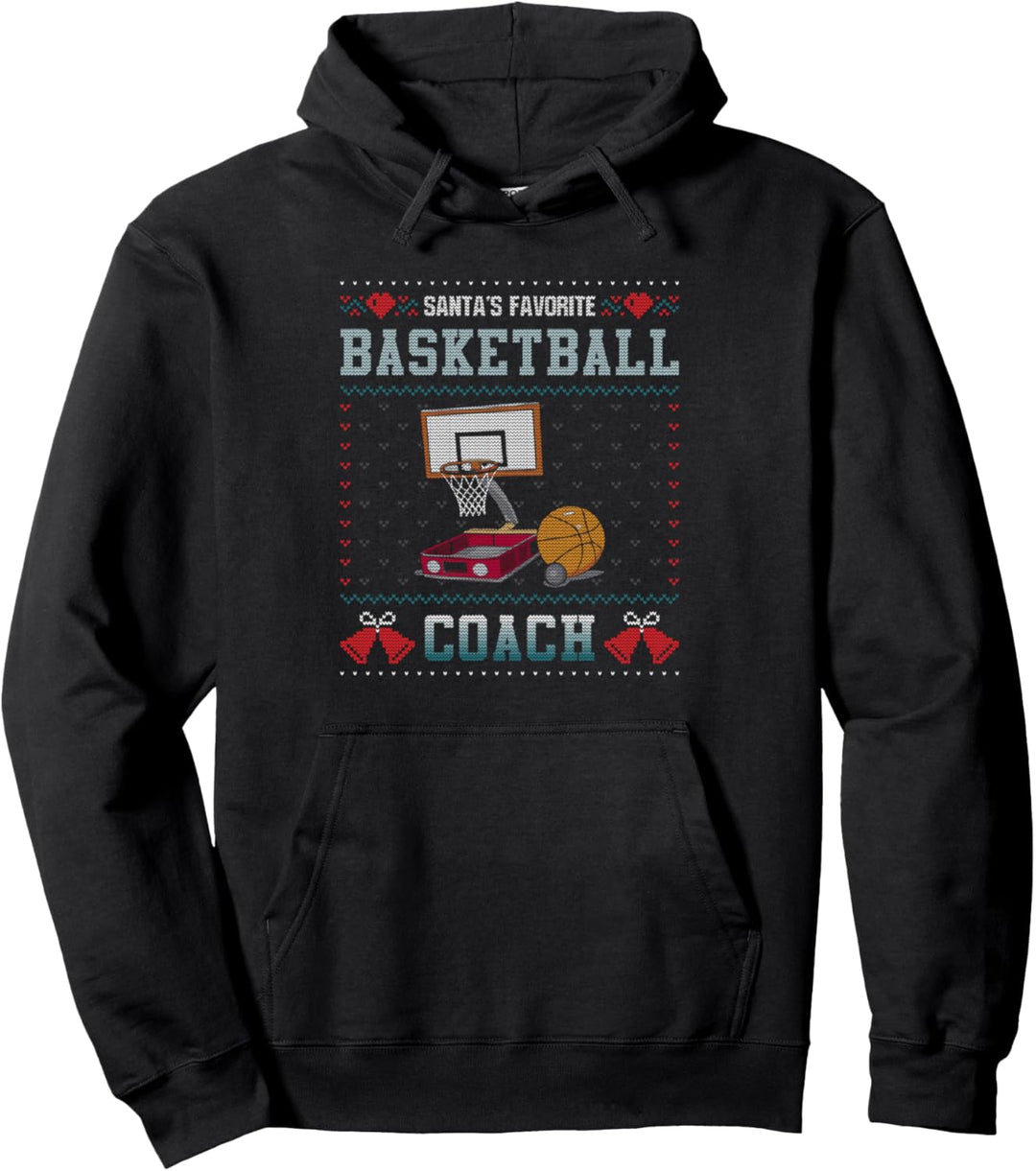 Santas Favorite Basketball Coach Ugly Christmas Sweater Pullover Hoodie