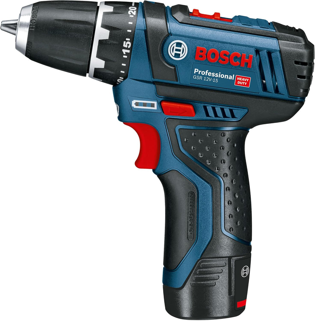 Bosch Professional 12V System Akkuschrauber GSR 12V-15 (inkl. 2x2.0Ah Akku, Ladegerät GAL 12V-20, 10