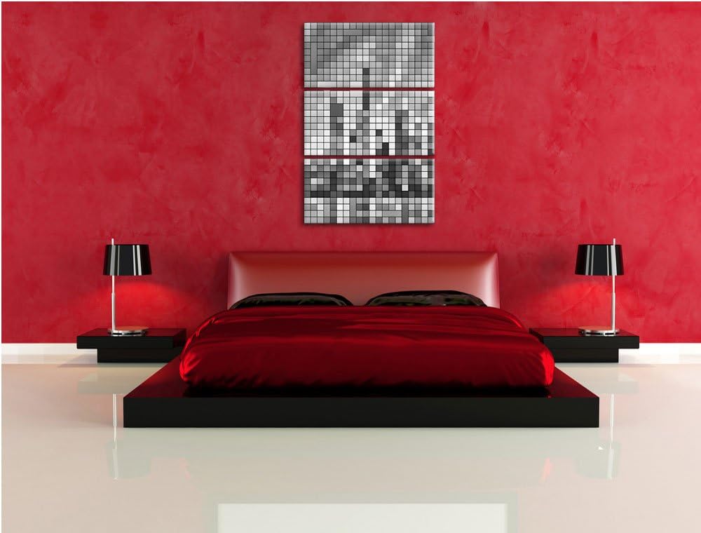 Monocrome, New York Pixel Skyline 3-Teiler Leinwandbild 120x80 Bild auf Leinwand