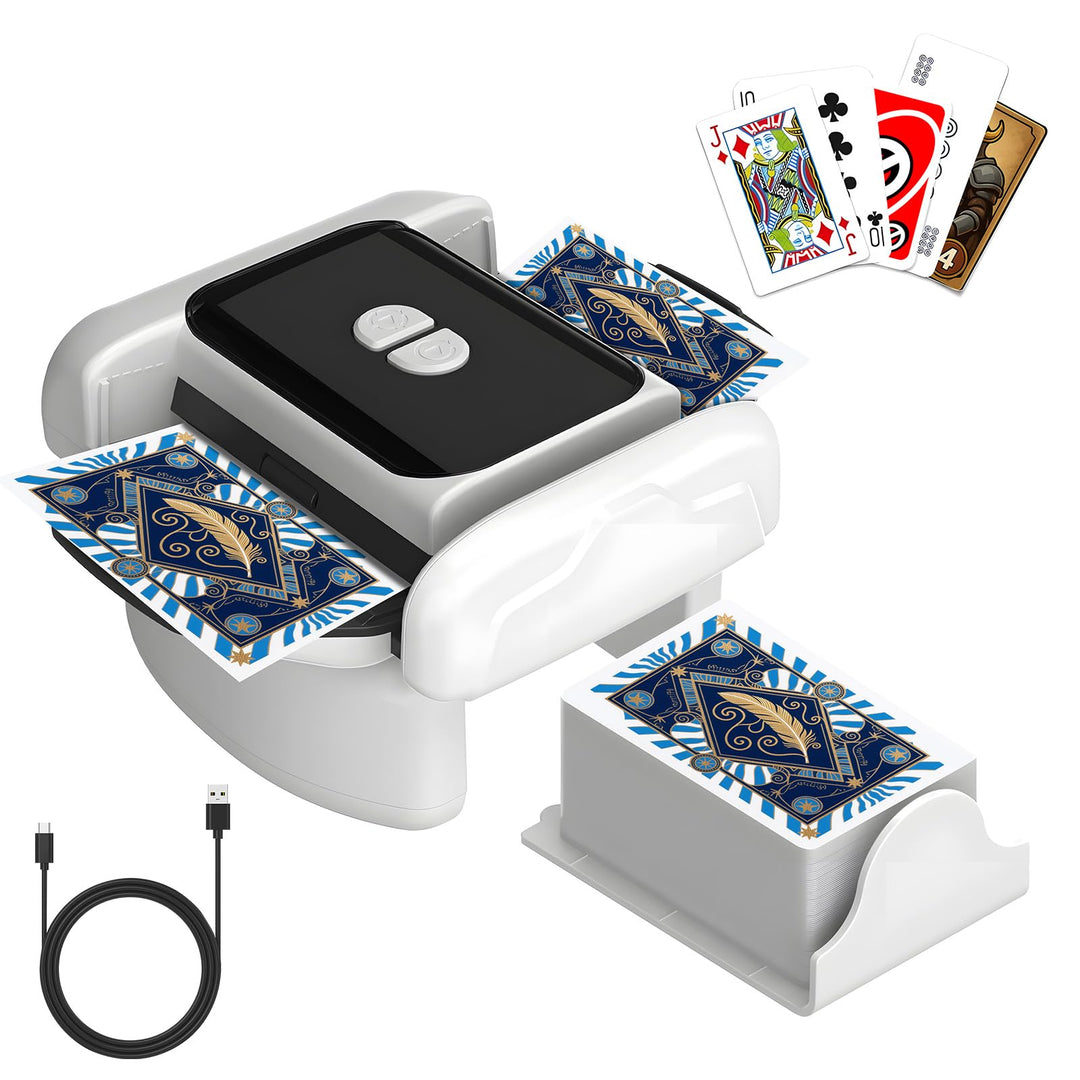Kartenmischmaschine Elektrische für 1–2 Decks, Geräuscharmer und Wiederaufladbarer 3000mAh, Automati