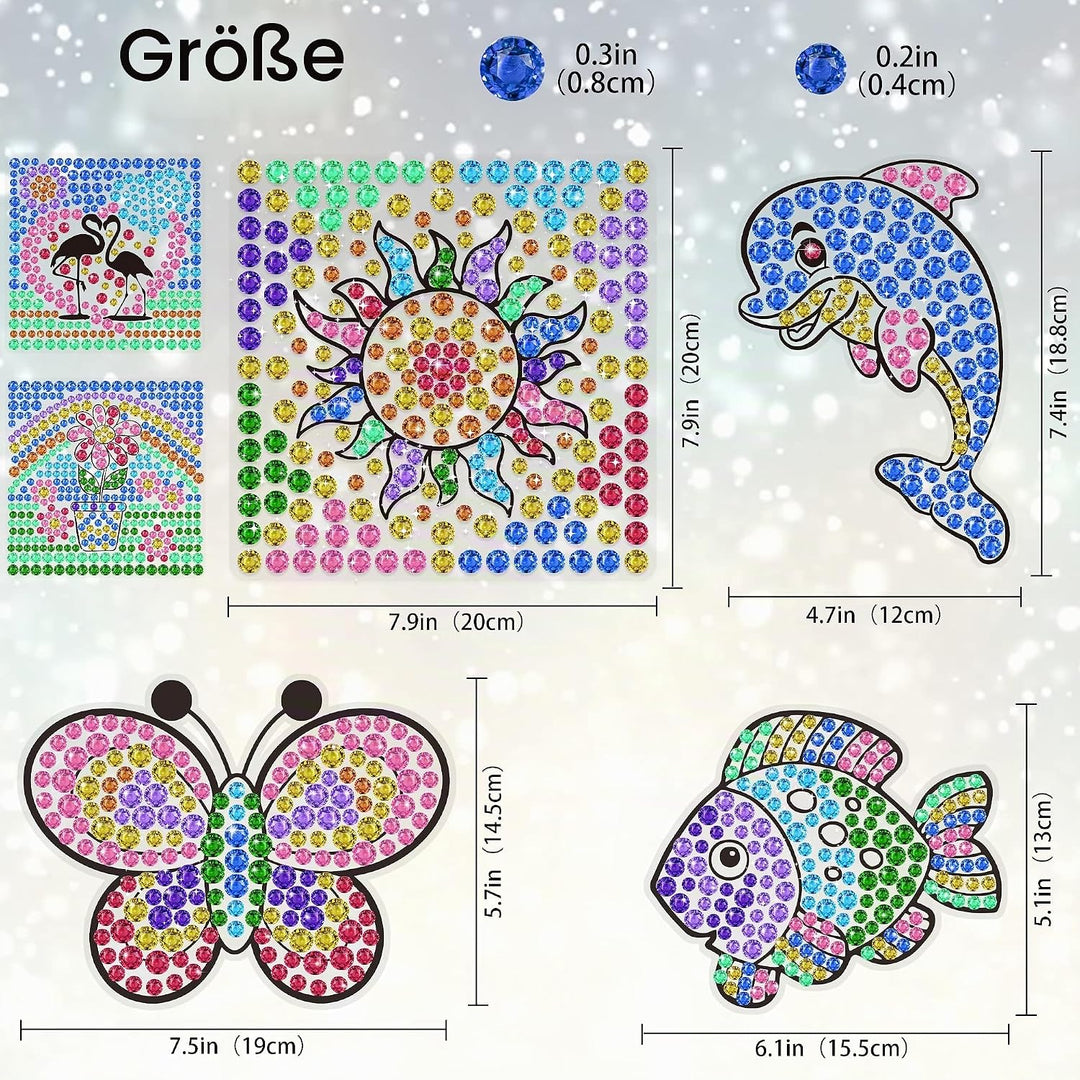 6 Stück Sonnenfänger Kits für Kinder Alter 6 7 8 9 10,DIY Diamant Malerei Kit Schmetterling Sonnenbl