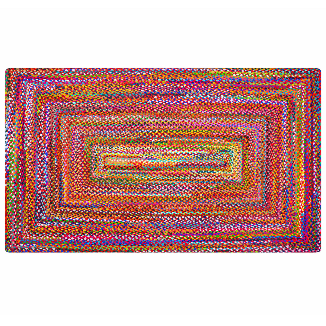 RAJRANG BRINGING RAJASTHAN TO YOU Chindi Rag Rug - 91x152 cm 100% Baumwolle Multi Color Handwoven Ge
