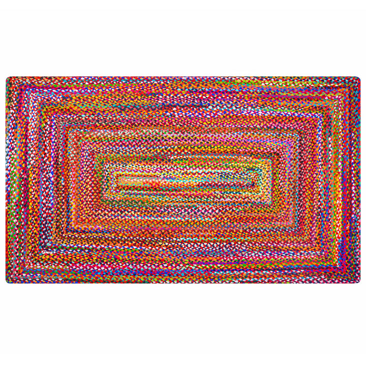 RAJRANG BRINGING RAJASTHAN TO YOU Chindi Rag Rug - 91x152 cm 100% Baumwolle Multi Color Handwoven Ge