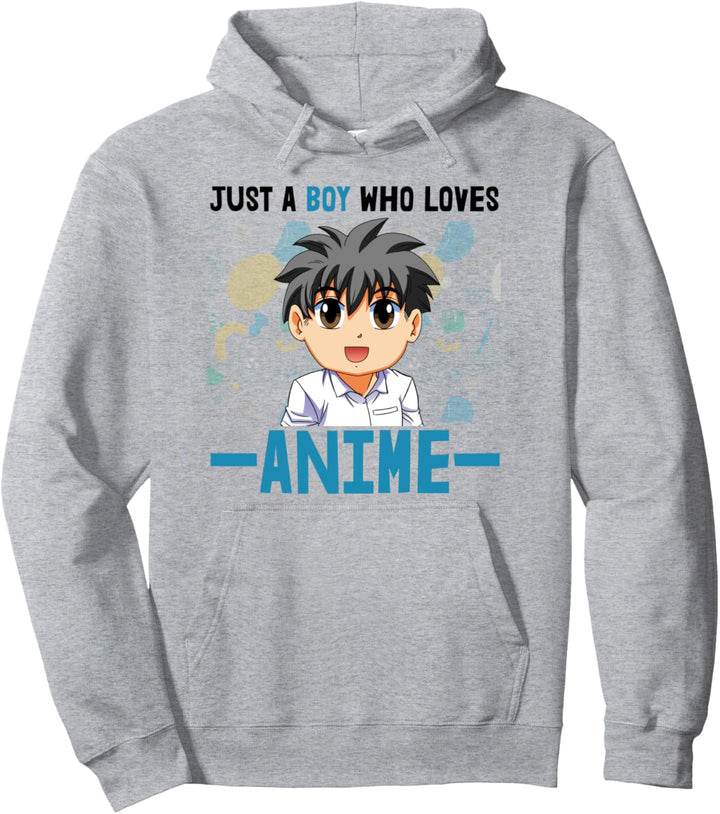 Nur ein Junge, der Anime & Sushi Animation Face liebt Pullover Hoodie