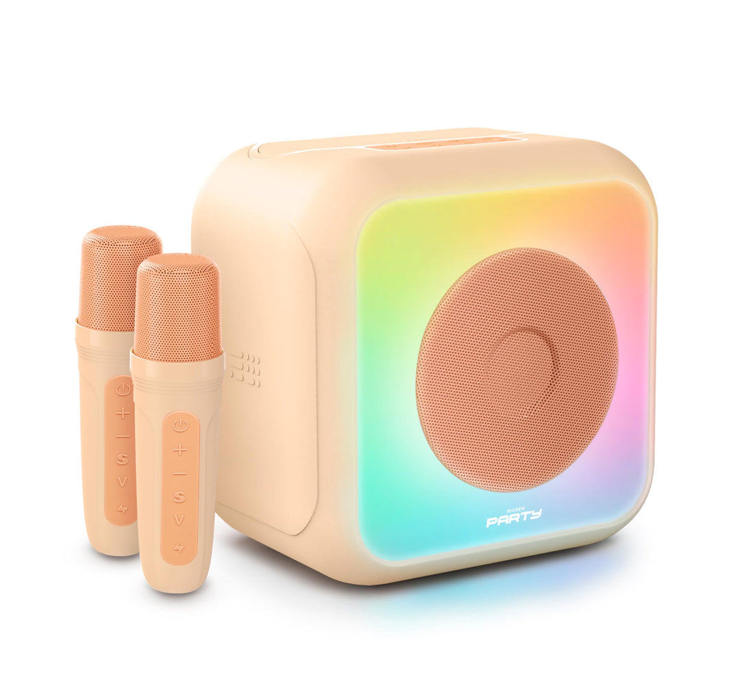 BIGBEN PARTYBTKMP Karaoke-Bluetooth-Lautsprecher mit Mikrofon, Gesamtmusikalische Leistung 30 W, 2 M