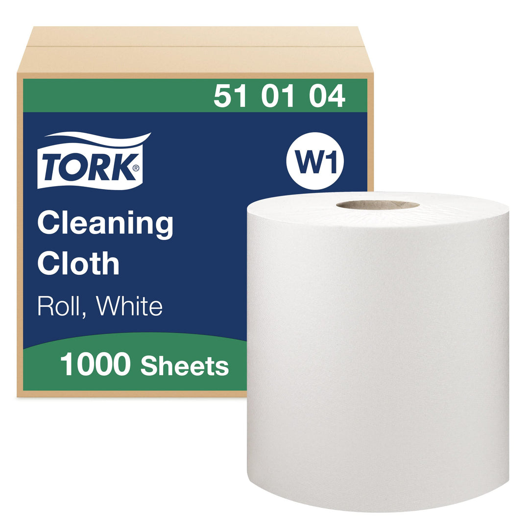 Tork 510104 Reinigungstücher für W1 Bodenständer- und Wandhalter-System / 1-lagige Putzrolle in Weis